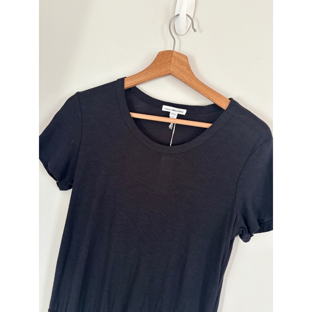James Perse Standard Black Short Sleeve Drop Waist T-Shirt Dress Size 2 medium - Picture 5 of 8